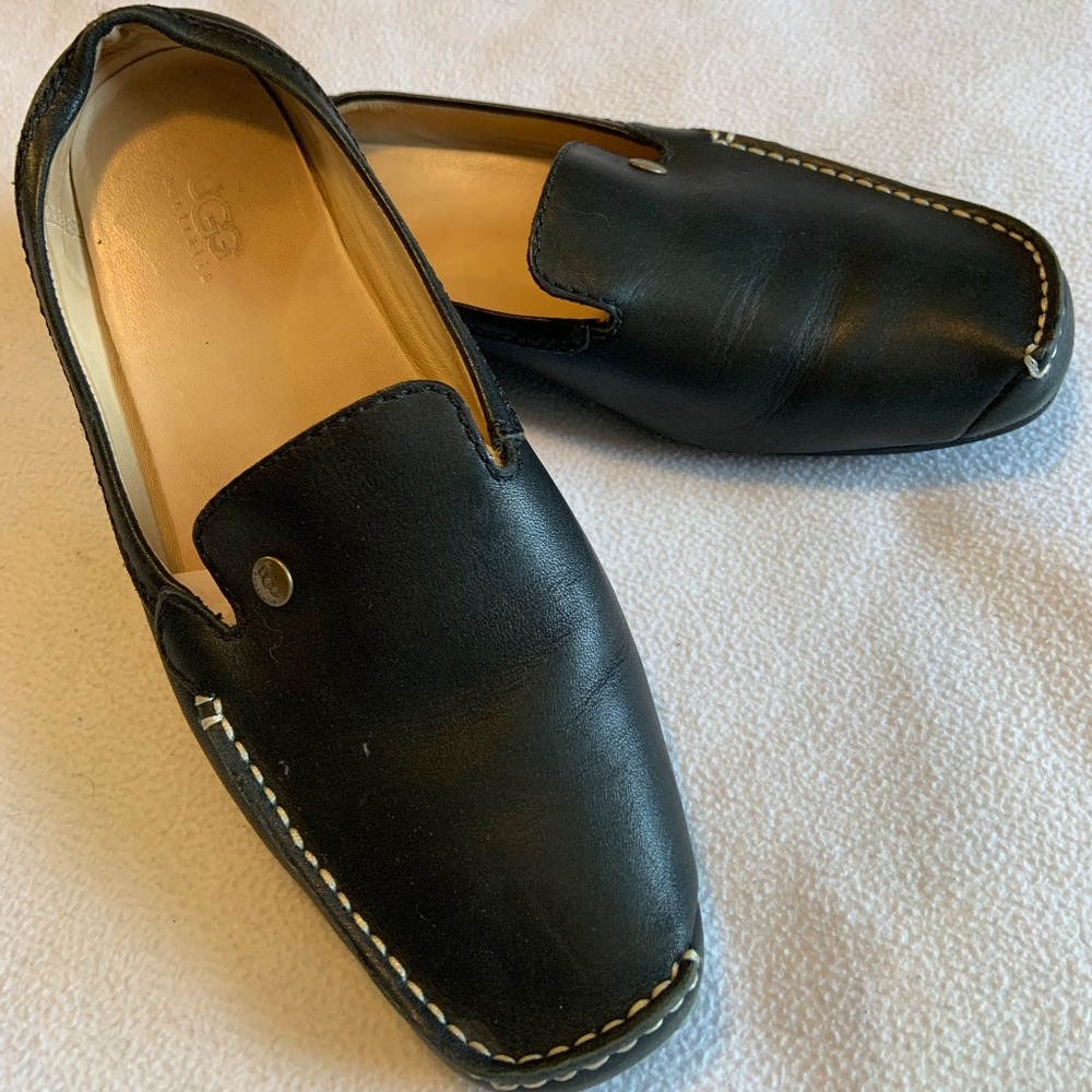 UGG Women's 6 Black Leather Mule Loafers Backless Shoes